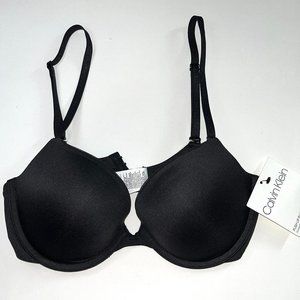 Calvin Klein Push Up Plunge Underwire Bra 34C Black